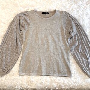 Metallic Knit Top in Taupe/Silver